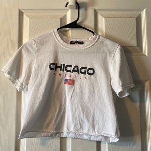 white chicago crop top